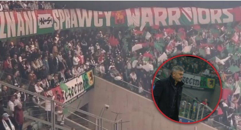 Kibice Legii ze Szczecinka na hitowym meczu z Lechem Poznań / fot. Insta - @ambroziala; TVP