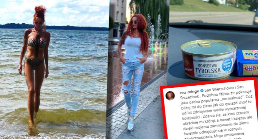 Ewa Minge w Szczecinku. W tle urlop, masło po 12 zł, konserwa Tyrolska i pasztet w puszce / fot. Instagram E. Minge
