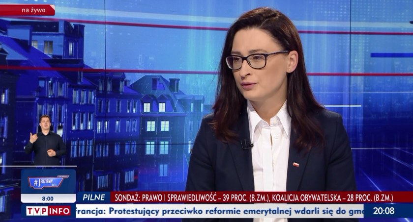 zdjęcie: wiceminister środowiska Małgorzata Golińska w programie TVP