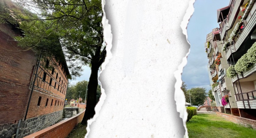 zdjęcie: restauracja Browar w Szczecinku i sąsiadujący z nią blok mieszkalny