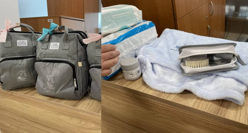 zdjęcie: wyprawka dla niemowlaka przygotowana przez szpital w Szczecinku