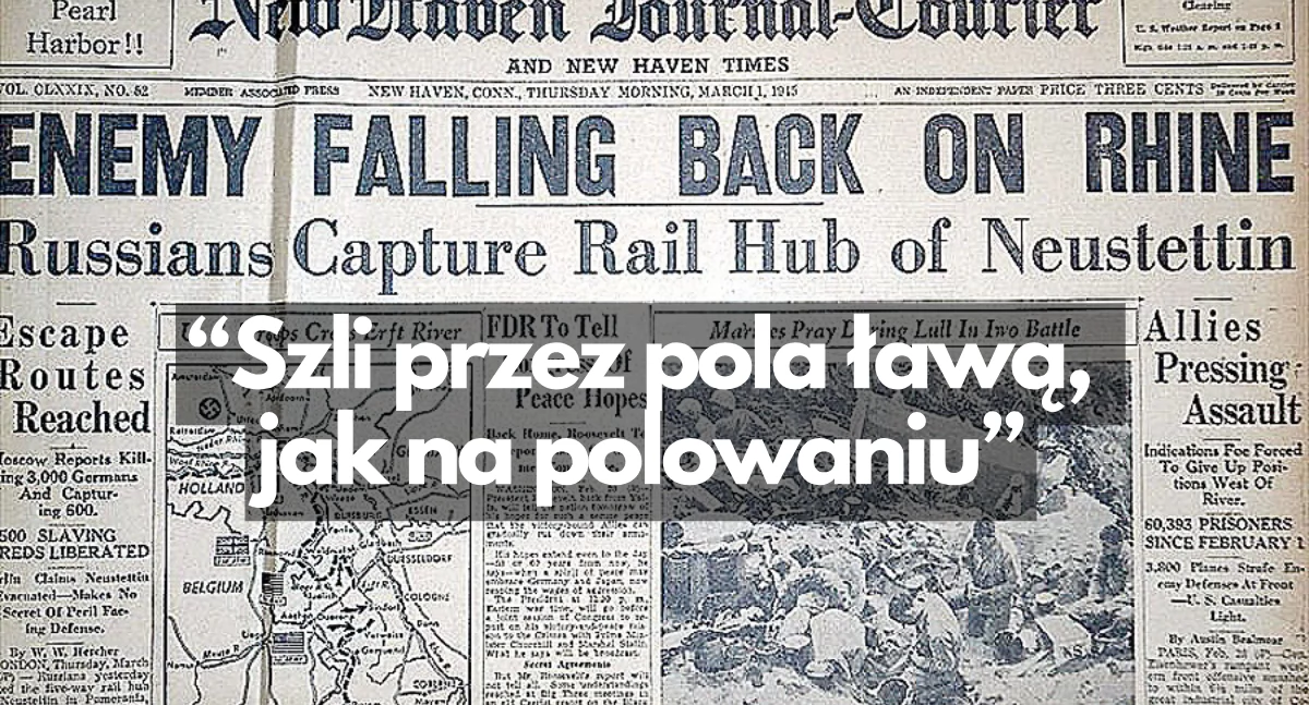 New Haven Journal-Courier, wydanie z 1 marca 1945. Informacja o przejęciu przez Rosjan węzła kolejowego Neustettin
