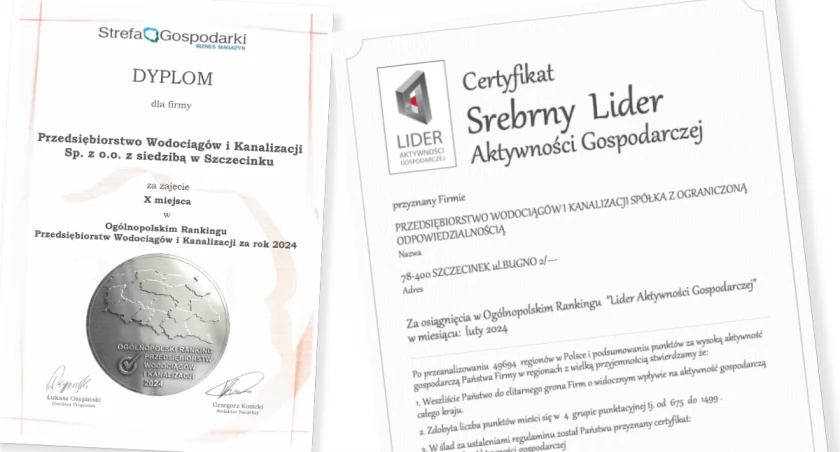 Biznes, Szczecineckie Wodociągi kolejnym certyfikatem wyróżnieniem - zdjęcie, fotografia