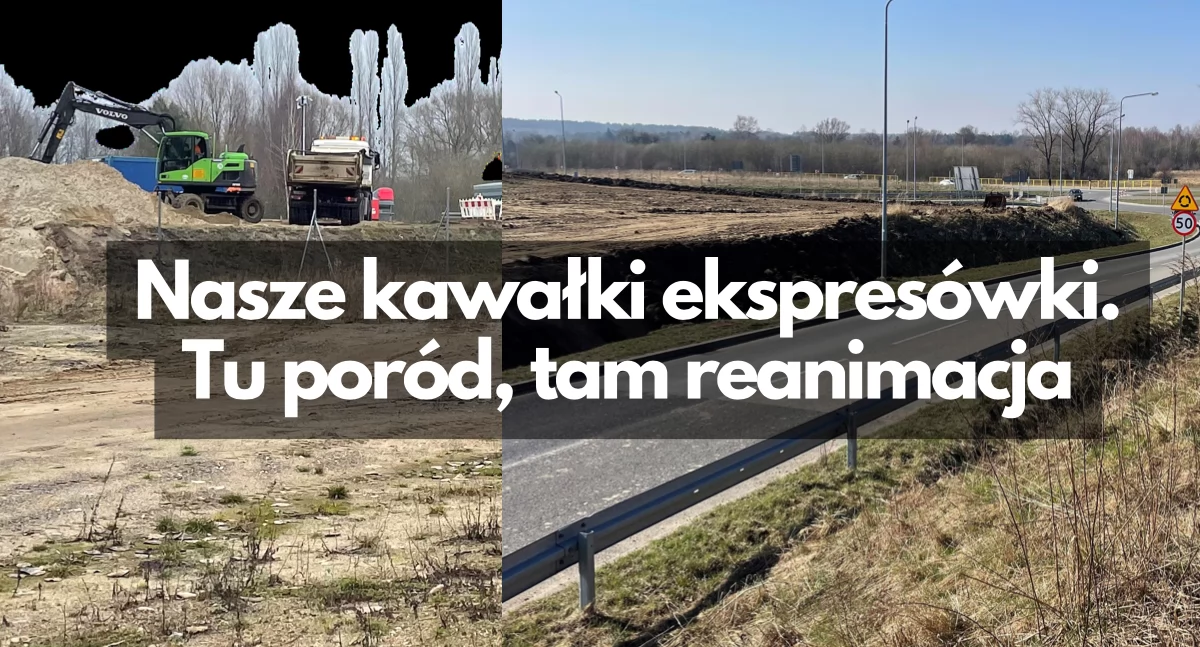zdjęcie: Na S11 od węzła Szczecinek Śródmieście w kierunku Koszalina wszystko się zapada. Na końcu tego odcinka trwa budowa ronda dla nowego fragmentu S11.