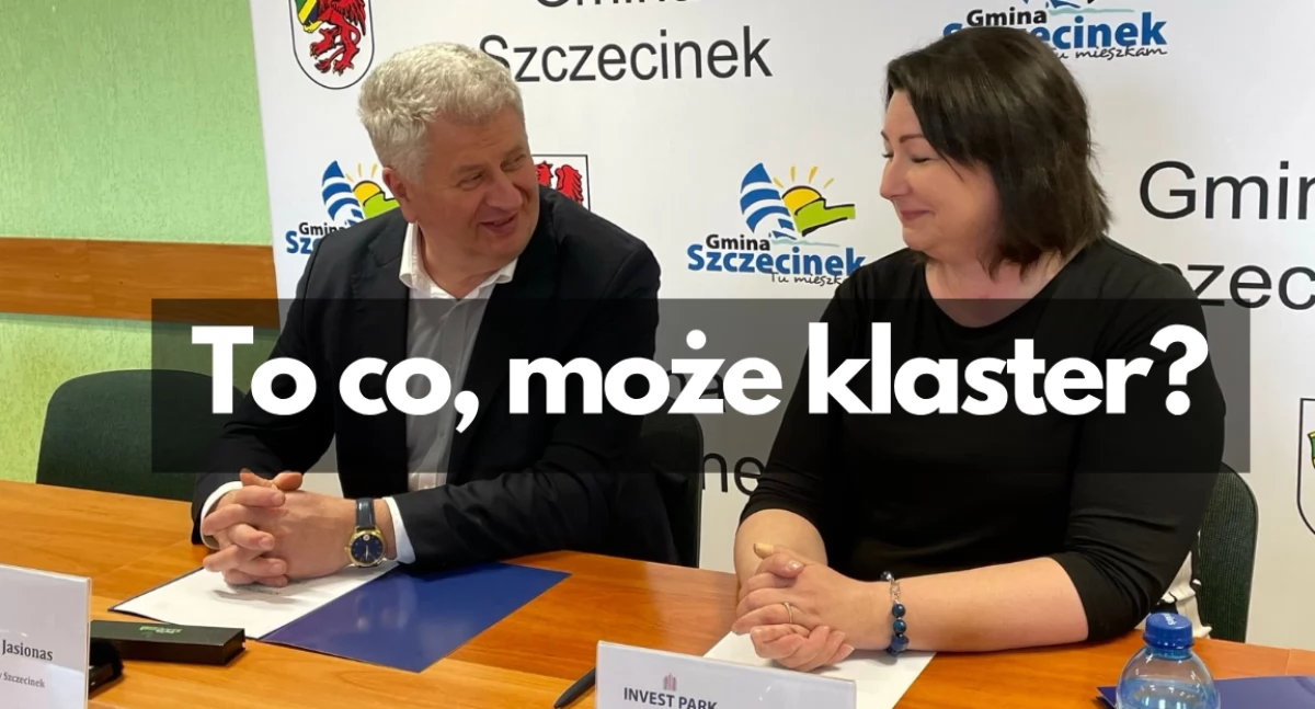 zdjęcie: wójt Gminy Szczecinek Ryszard Jasionas i Edyta Iwańska, prezes Invest Park