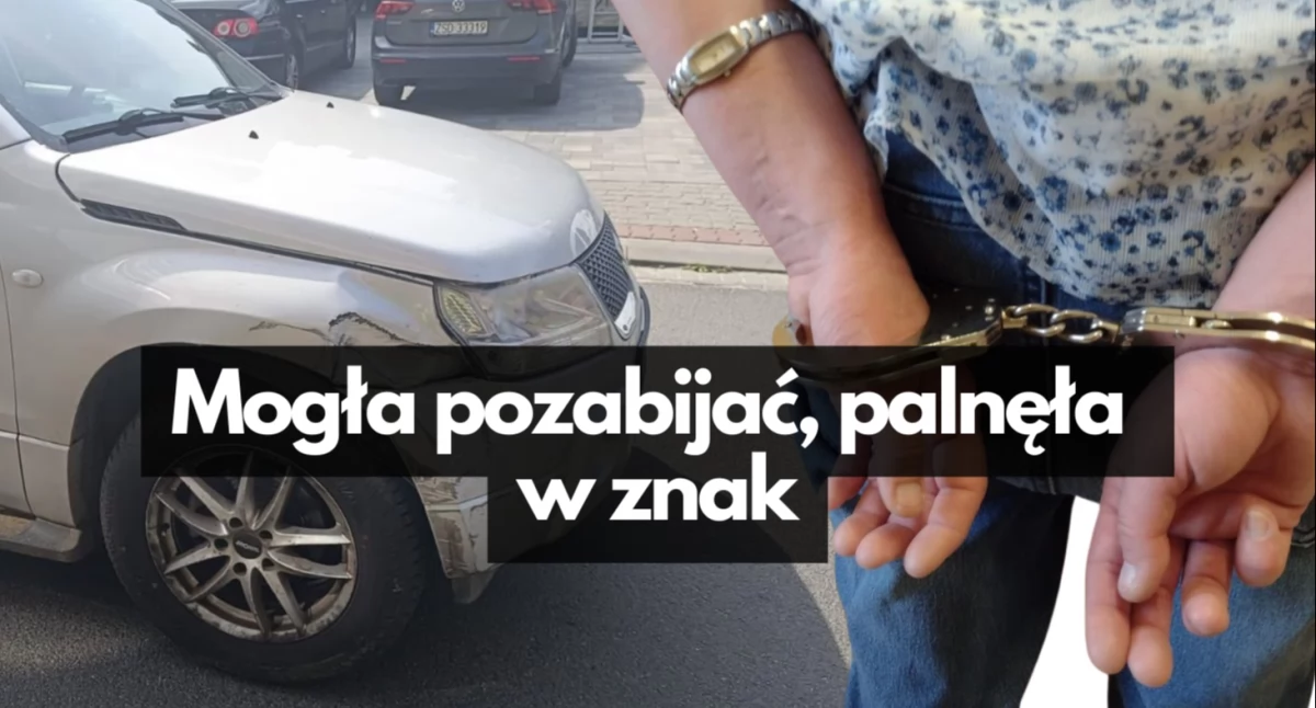 Policja, napita prawie wypadła samochodu - zdjęcie, fotografia