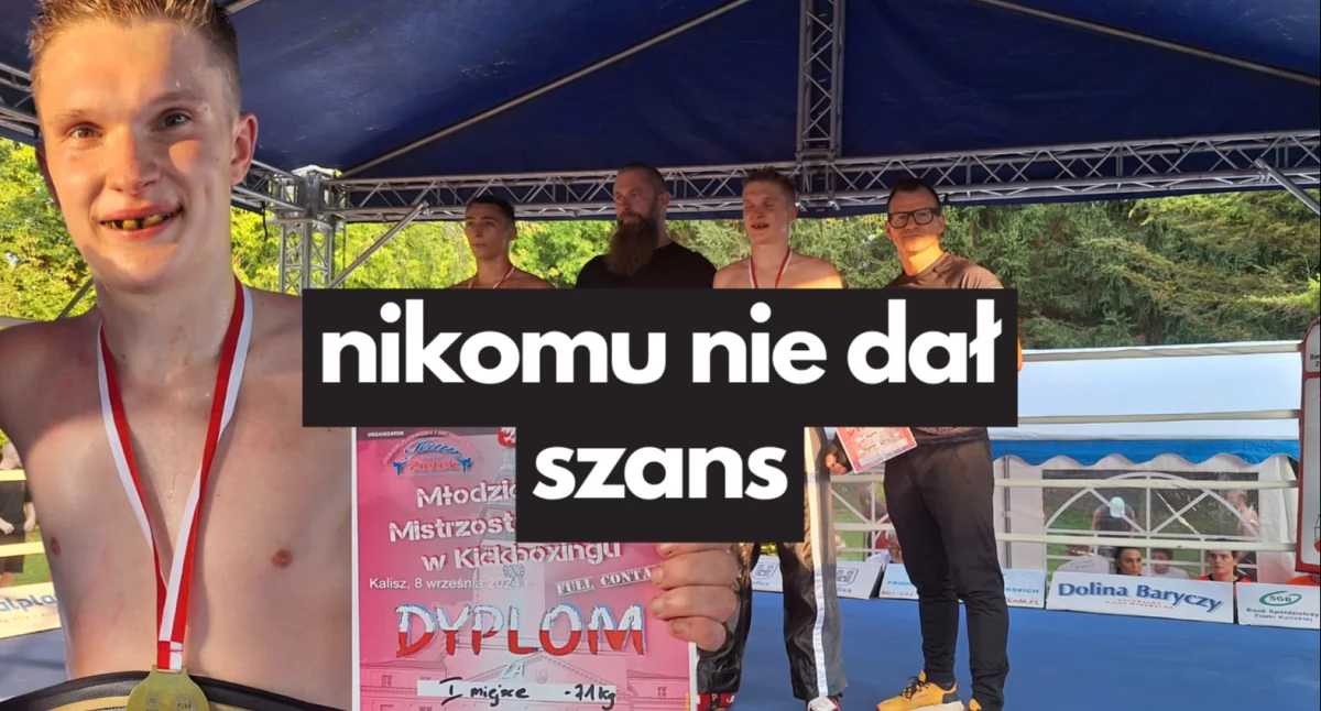 kickboxing, Złoto Szczecinek Szymon Gaczyński - zdjęcie, fotografia