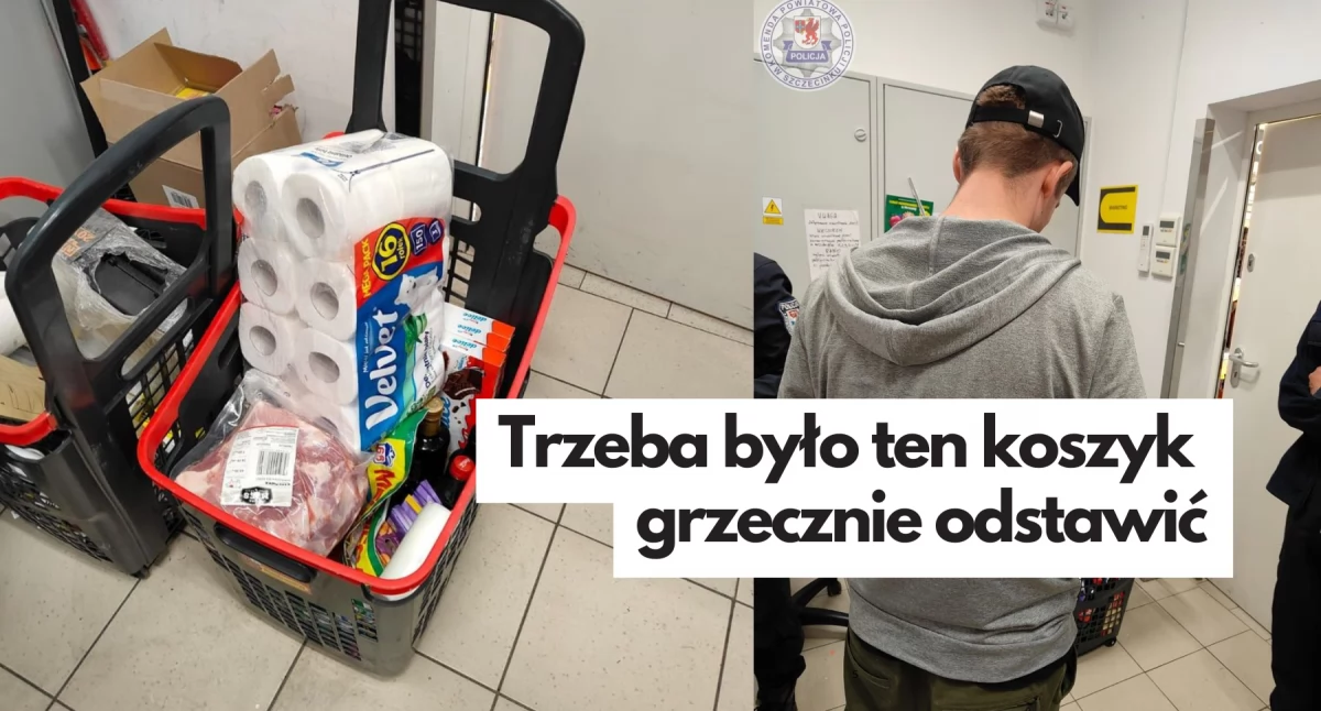 zdjęcie: Złodziej wyszedł ze sklepu z pełnym koszem