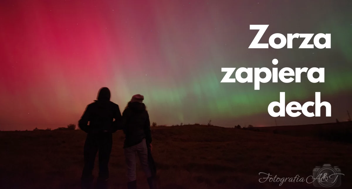 zdjęcie: Zorza polarna nad Szczecinkiem/ fot. Anna Fornal & Tomasz Jaworski