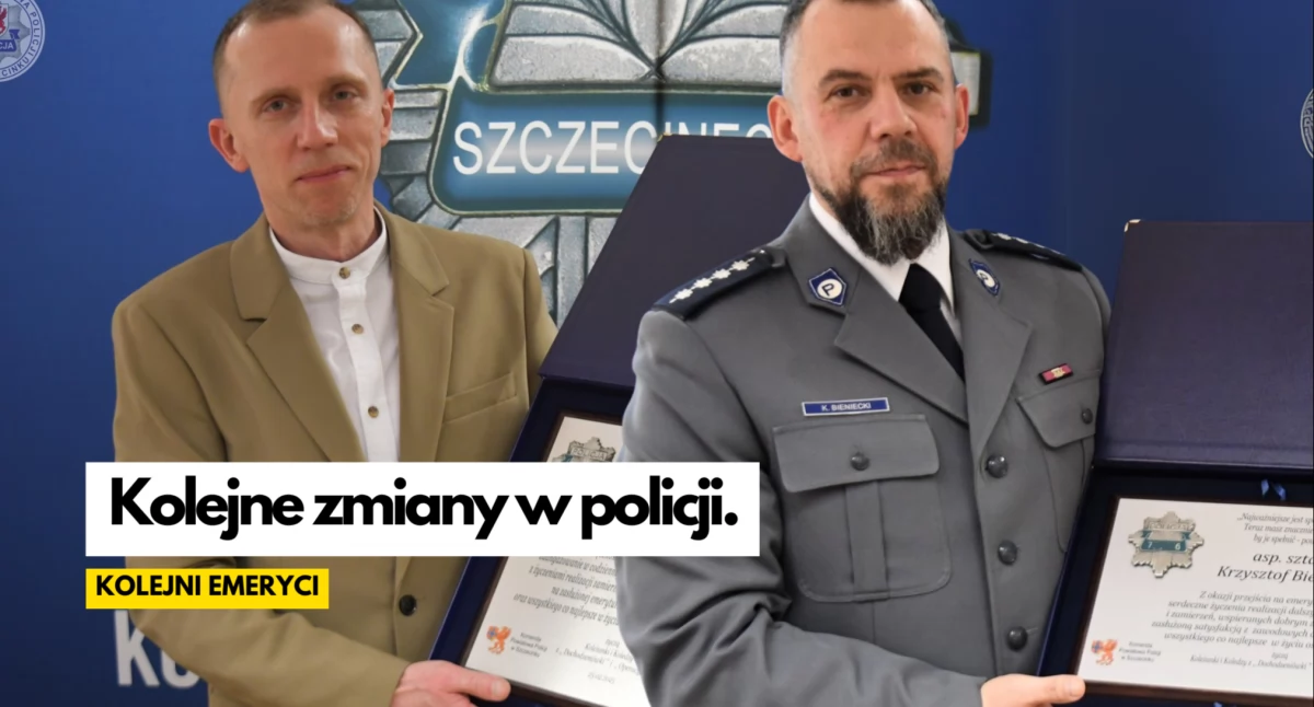 Policja, Policja Szczecinku dziękuje służbę Dwóch kolejnych emerytów - zdjęcie, fotografia