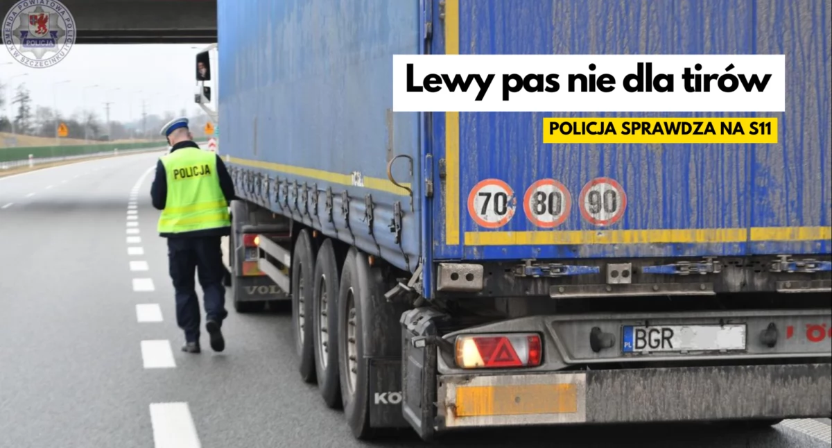 Policja, wyścigu tirów obwodnicy Szczecinka Sprawdzała policja - zdjęcie, fotografia