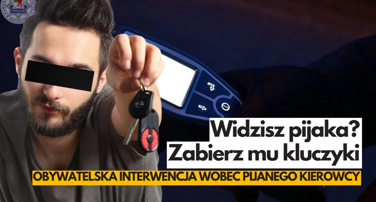 Policja, Chciał odjechać pijaku przechodzień zabrał kluczyki - zdjęcie, fotografia
