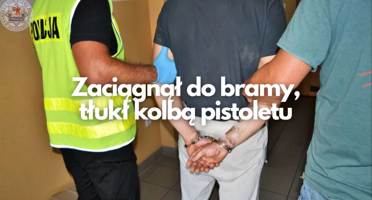 Policja, Pobił mężczyznę rękojeścią rewolweru Areszt brutalne pobicie Barwicach - zdjęcie, fotografia