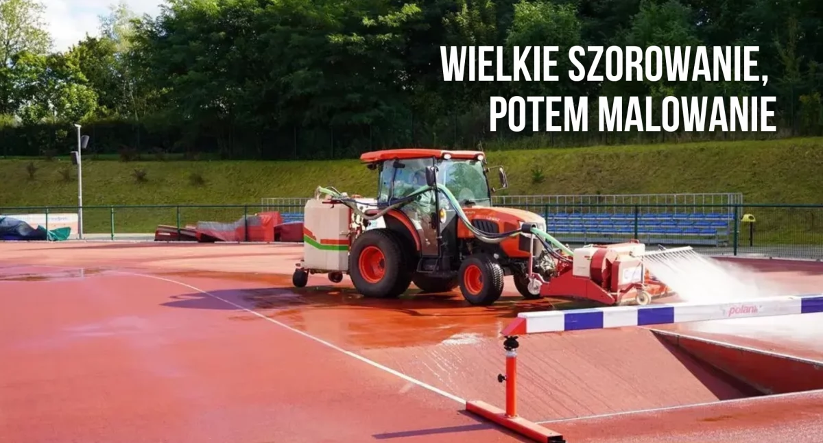 Inwestycje i remonty, Modernizacja stadionu Szczecinku Bieżnia nowymi oznaczeniami - zdjęcie, fotografia