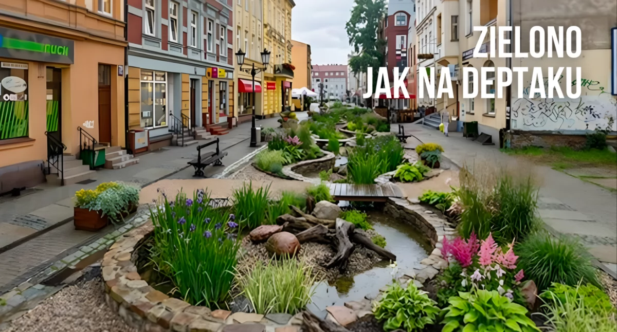 wizualizacja ogrodów deszczowych na szczecineckim deptaku / dokumentacja UM