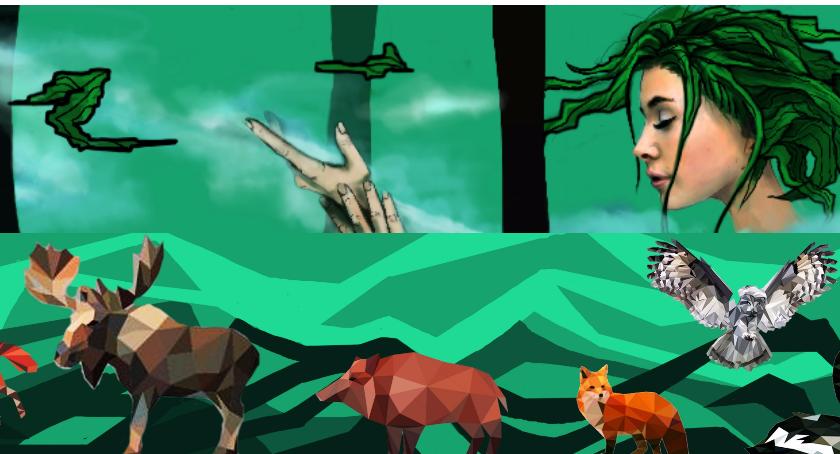 Piękna boginka i leśne zwierzęta, czyli mural na Świątkach