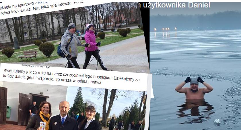 Szczecineccy samorządowcy w social mediach. Fotki pod choinką i kąpiel w przerębli
