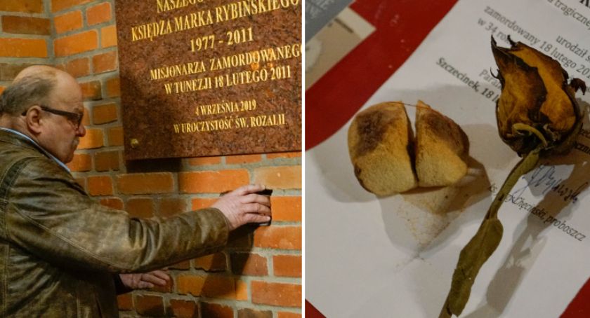 Kamień ze śladami krwi i róża. W Szczecinku upamiętniono 9. rocznicę śmierci ks. Marka Rybińskiego