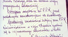 Pismo BOA pozostawione  w sklepie rybnym po rekwizycji pieniędzy.