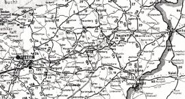 Mapa z 1940 roku. Zgodnie z tym projektem autostrada miałaby przebiegać na południe od...