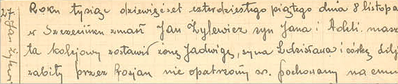Z parafialnego aktu zgonu spisanego przez ks. Anatola Sałagę.