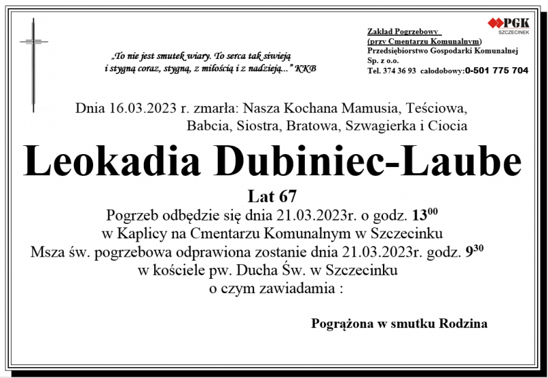 Leokadia  Dubiniec-Laube
