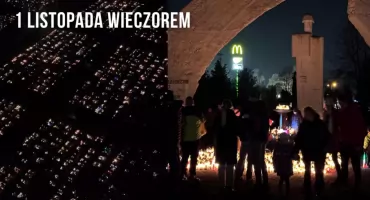 Cmentarz w Szczecinku wieczorem 1 listopada. Klimatycznie, uroczyście