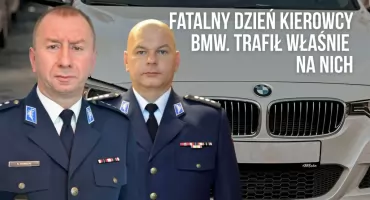 Naćpany kierowca BMW kontra komendant i zastępca. Pech roku